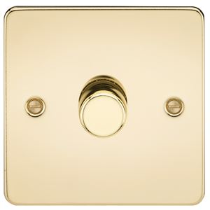 Picture of 1GANG 2WAY  DIMMER FLAT PLATE
10-200W/LED 5-150W POLISHED BRASS