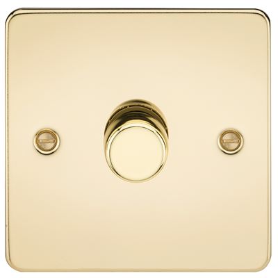 Picture of 1GANG 2WAY  DIMMER FLAT PLATE
10-200W/LED 5-150W POLISHED BRASS