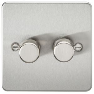 Picture of 2GANG 2WAY  DIMMER FLAT PLATE
10-200W/LED 5-150W BRUSHED CHROME