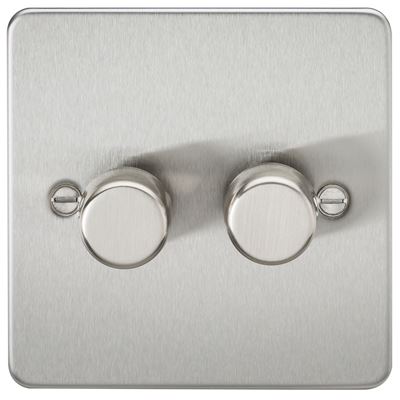 Picture of 2GANG 2WAY  DIMMER FLAT PLATE
10-200W/LED 5-150W BRUSHED CHROME