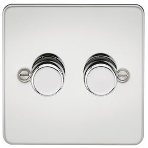 Picture of 2GANG 2WAY  DIMMER FLAT PLATE
10-200W/LED 5-150W POLISHED CHROME