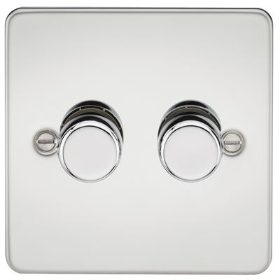 Picture of 2GANG 2WAY  DIMMER FLAT PLATE
10-200W/LED 5-150W POLISHED CHROME