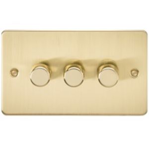 Picture of 3GANG 2WAY  DIMMER FLAT PLATE
10-200W/LED 5-150W BRUSHED BRASS