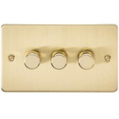 Picture of 3GANG 2WAY  DIMMER FLAT PLATE
10-200W/LED 5-150W BRUSHED BRASS