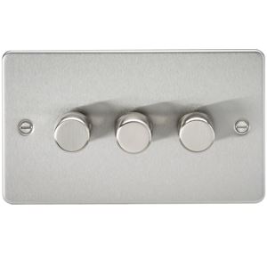 Picture of 3GANG 2WAY  DIMMER FLAT PLATE
10-200W/LED 5-150W BRUSHED CHROME