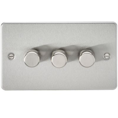 Picture of 3GANG 2WAY  DIMMER FLAT PLATE
10-200W/LED 5-150W BRUSHED CHROME