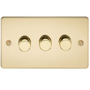 Picture of 3GANG 2WAY  DIMMER FLAT PLATE
10-200W/LED 5-150W POLISHED BRASS