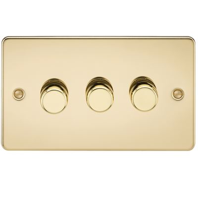 Picture of 3GANG 2WAY  DIMMER FLAT PLATE
10-200W/LED 5-150W POLISHED BRASS