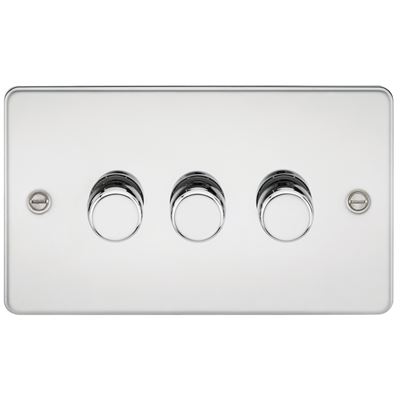 Picture of 3GANG 2WAY  DIMMER FLAT PLATE
10-200W/LED 5-150W POLISHED CHROME