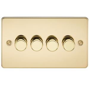 Picture of 4GANG 2WAY  DIMMER   FLAT PLATE
10-200W/LED 5-150W POLISHED BRASS