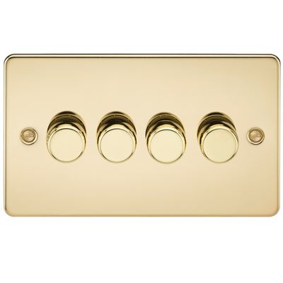 Picture of 4GANG 2WAY  DIMMER   FLAT PLATE
10-200W/LED 5-150W POLISHED BRASS