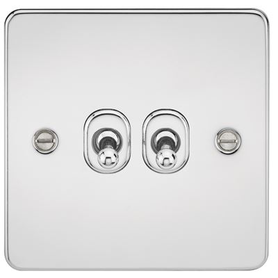 Picture of 2GANG 2WAY  TOGGLE SWITCH  FLAT PLATE
POLISHED CHROME