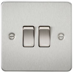 Picture of 2GANG 2WAY  SWITCH FLAT PLATE
BRUSHED CHROME