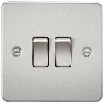 Picture of 2GANG 2WAY  SWITCH FLAT PLATE
BRUSHED CHROME