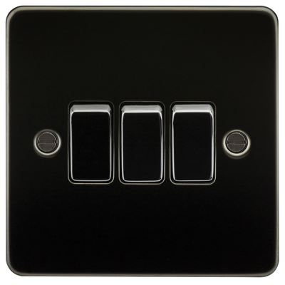 Picture of 3GANG 2WAY  SWITCH  FLAT PLATE
GUNMETAL