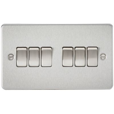 Picture of 6GANG 2WAY  SWITCH  FLAT PLATE
BRUSHED CHROME