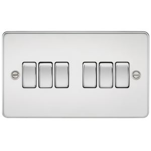 Picture of 6GANG 2WAY  SWITCH  FLAT PLATE
POLISHED CHROME