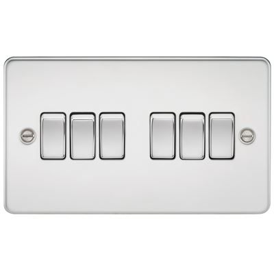 Picture of 6GANG 2WAY  SWITCH  FLAT PLATE
POLISHED CHROME