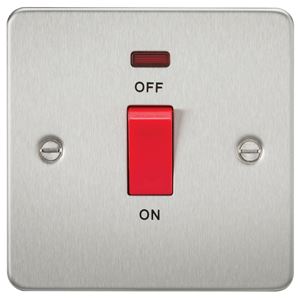 Picture of 45A DP  SWITCH  C/W NEON FLAT PLATE
1 GANG BRUSHED CHROME