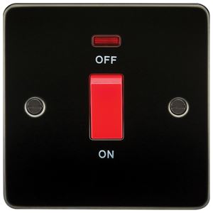 Picture of 45A DP  SWITCH  C/W NEON FLAT PLATE
1 GANG GUNMETAL