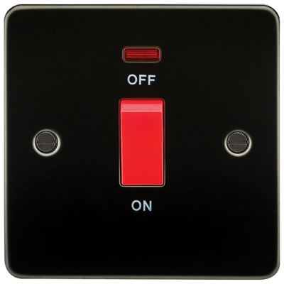 Picture of 45A DP  SWITCH  C/W NEON FLAT PLATE
1 GANG GUNMETAL