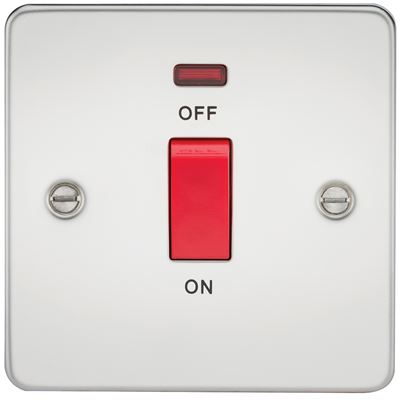 Picture of 45A DP  SWITCH  C/W NEON FLAT PLATE
1 GANG POLISHED CHROME