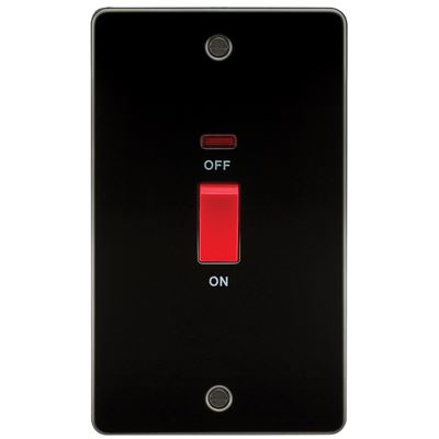 Picture of 45A DP  SWITCH  C/W NEON FLAT PLATE
2 GANG GUNMETAL