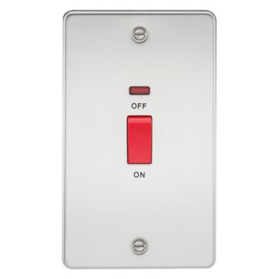 Picture of 45A DP  SWITCH  C/W NEON FLAT PLATE
2 GANG POLISHED CHROME