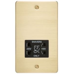 Picture of 115V/230V SHAVER SOCKET  PLATE
BLACK  INSERT BRUSHED BRASS