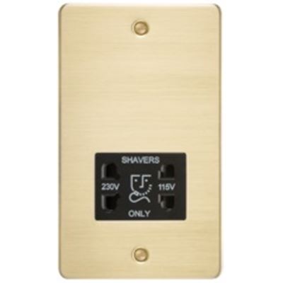 Picture of 115V/230V SHAVER SOCKET  PLATE
BLACK  INSERT BRUSHED BRASS