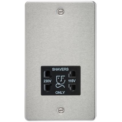 Picture of 115V/230V SHAVER SOCKET  PLATE
BLACK  INSERT BRUSHED CHROME