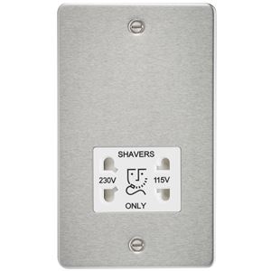 Picture of 115V/230V SHAVER SOCKET  PLATE
WHITE  INSERT BRUSHED CHROME