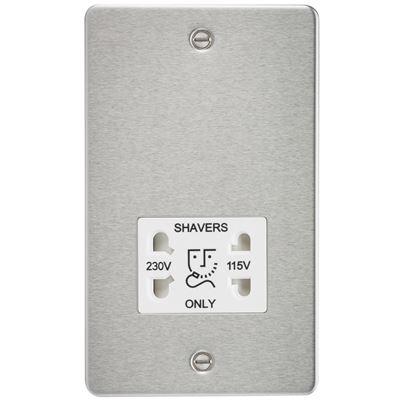 Picture of 115V/230V SHAVER SOCKET  PLATE
WHITE  INSERT BRUSHED CHROME