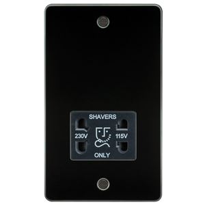 Picture of 115V/230V SHAVER SOCKET  PLATE
BLACK  INSERT GUNMETAL