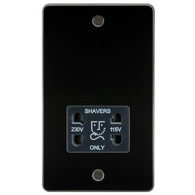 Picture of 115V/230V SHAVER SOCKET  PLATE
BLACK  INSERT GUNMETAL