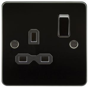Picture of 1 GANG SWITCHED SOCKET FLAT PLATE
BLACK  INSERT GUNMETAL
