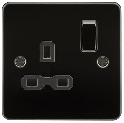 Picture of 1 GANG SWITCHED SOCKET FLAT PLATE
BLACK  INSERT GUNMETAL