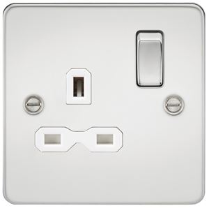 Picture of 1 GANG SWITCHED SOCKET FLAT PLATE
WHITE INSERT POLISHED CHROME