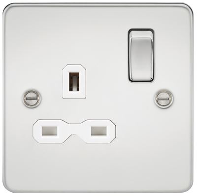 Picture of 1 GANG SWITCHED SOCKET FLAT PLATE
WHITE INSERT POLISHED CHROME