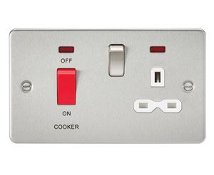 Picture of 45A DP  SWITCH  NEON  FLAT PLATE
SWITCH AND 13A SOCKET  BRUSHED CHROME WH/INS