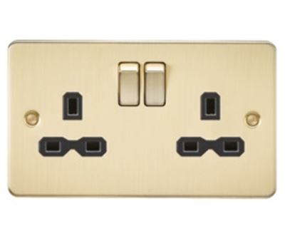 Picture of 2 GANG SOCKET FLAT PLATE
BLACK  INSERT BRUSHED BRASS