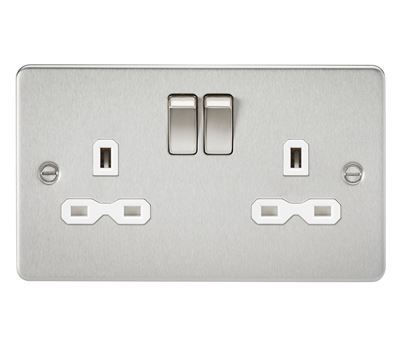 Picture of 2 GANG SOCKET FLAT PLATE
WHITE  INSERT BRUSHED CHROME