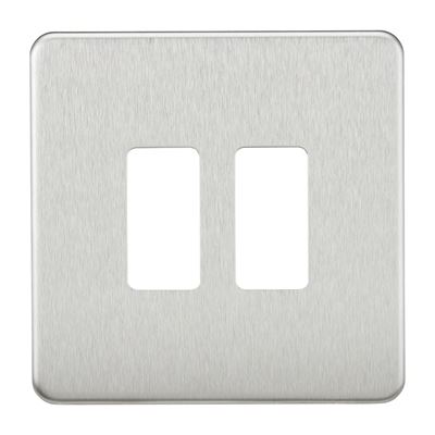 Picture of 1 GANG PLATE 2 MOD BRUSHED CHROME GRID PLATE
SWITCH PLATE KNIGHTSBRIDGE