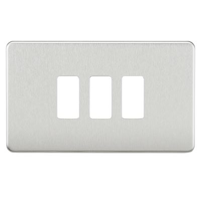 Picture of 2 GANG PLATE 3 MOD BRUSHED CHROME GRID PLATE
SWITCH PLATE KNIGHTSBRIDGE