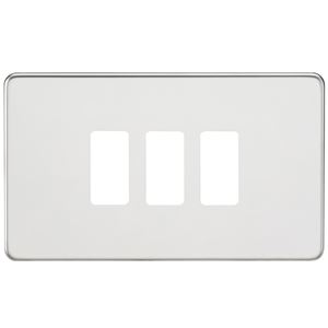 Picture of 2 GANG PLATE 3 MOD POLISHED CHROME GRID PLATE
SWITCH PLATE KNIGHTSBRIDGE