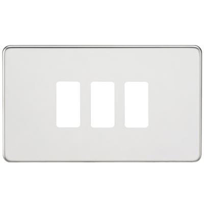 Picture of 2 GANG PLATE 3 MOD POLISHED CHROME GRID PLATE
SWITCH PLATE KNIGHTSBRIDGE