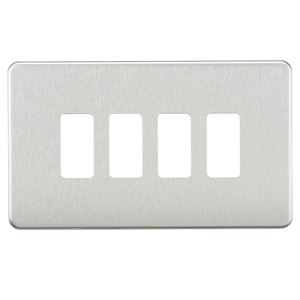 Picture of 2 GANG PLATE 4 MOD BRUSHED CHROME GRID PLATE
SWITCH PLATE KNIGHTSBRIDGE