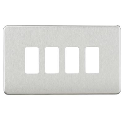 Picture of 2 GANG PLATE 4 MOD BRUSHED CHROME GRID PLATE
SWITCH PLATE KNIGHTSBRIDGE