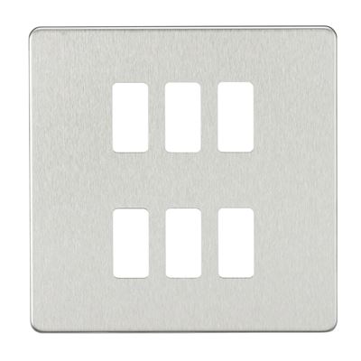 Picture of 6 GANG PLATE BRUSHED CHROME GRID PLATE
SWITCH PLATE KNIGHTSBRIDGE