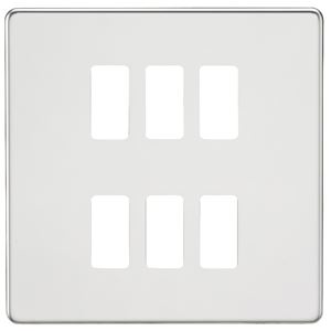 Picture of 6 GANG PLATE POLISHED CHROME GRID PLATE
SWITCH PLATE KNIGHTSBRIDGE